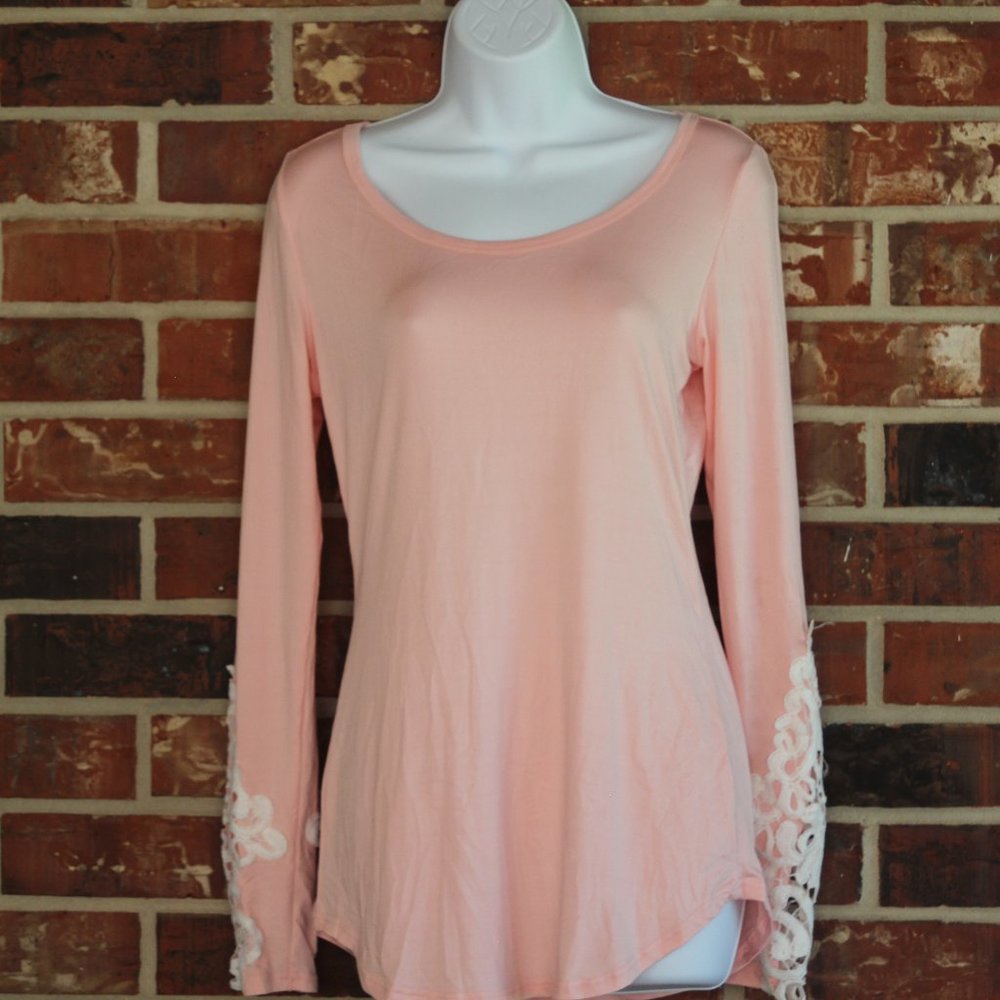 Zanzea Women's Size 6 Lace Sleeve Crew Neck Top